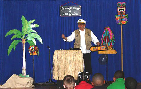 Captain Bill Welcoming Everyone to Character Island