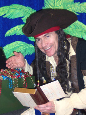 Magical Pirate Captain Bill Encouraging Children to Read